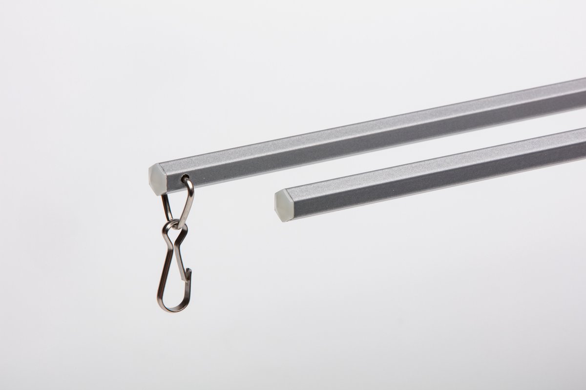 Trekstang voor gordijn zilver aluminium 152 cm (set van 2 stuks)