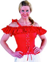 Magic By Freddy's - Boeren Tirol & Oktoberfest Kostuum - Verleidelijke Dirndl Blouse Angelica Rood Vrouw - Rood - Medium - Bierfeest - Verkleedkleding