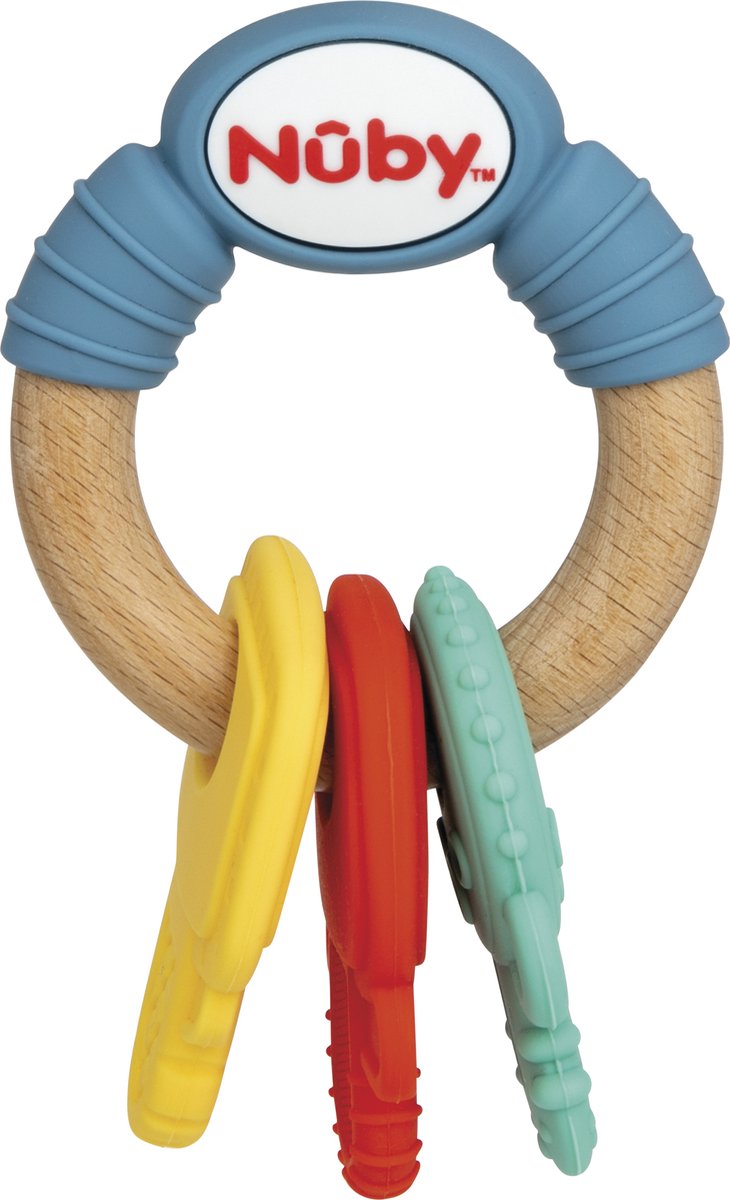 Nuby - Bijtspeelgoed - Houten & siliconen bijtsleutels - Bijtspeeltje voor Baby - 3+ maanden