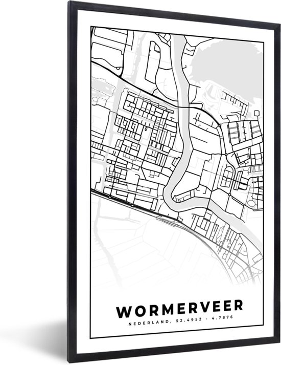 Fotolijst Incl Poster Wormerveer Kaart Plattegrond Stadskaart 20x30 Cm