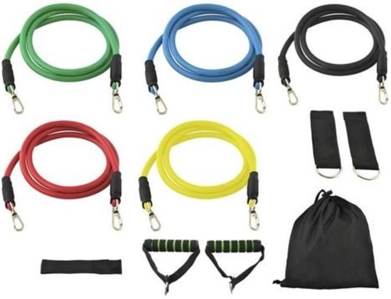 Resistance Band Set Van 5, Hoogwaardige Weerstandsbanden, Resistance Band Set Met Oefeninstructies En Draagtas, Gymnastiekband Voor Yoga, Pilates, Fitness, thuis trainen, stretchen