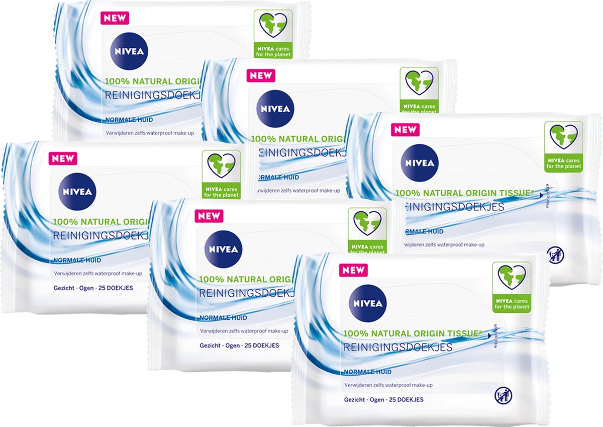 NIVEA 3-in-1 reinigingsdoekjes normale huid 6 x 25 stuks - voordeelverpakking