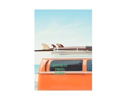 HappyBook - Vakantieboek - Vakantieherinneringen - Travel Journal - Reis Journal - Reisdagboek - Bus - Camper - Oranje - Reizen - Reis - Dagboek - Travel - Kado - Elastiek - Softcover - Boekenlegger - Schrijven op vakantie - Travel Notitieboek - Note