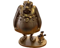 Asterix & Obelix - Obelix & Idefix beeld - goud - plastoy - 15 cm - polyresin