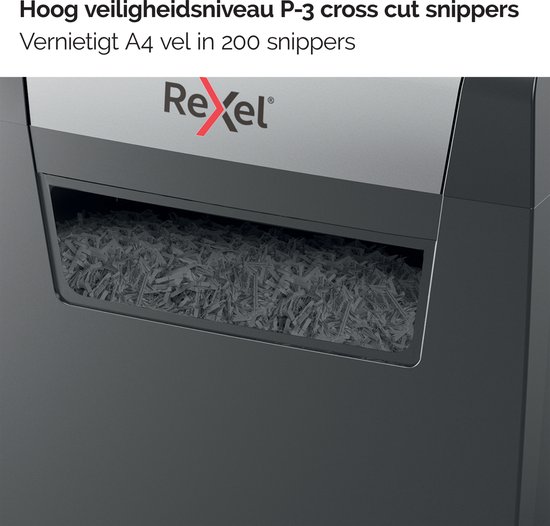 Rexel Momentum X308 Papierversnipperaar - P3 Cross Cut Snippers - Tot 8 Vel - 15L - Zwart