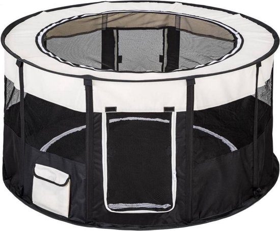 Topmast Nylon Puppy Run - Zwart - Pliable - 60 cm de haut - Léger - Rond - Tente pour chien - Tente pour chiot - Enclos pliable