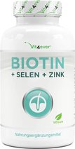 Biotine hoge dosis 10.000 mcg + selenium + zink voor huid, haar & nagels - 365 veganistische tabletten - Premium: Met bioactieve biotine & zink bisglycinaat van Albion | Vit4ever