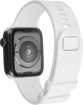 Bandje geschikt voor Apple Watch 42/44MM - Maat L - Sportband - Polsband - Dun - Horlogebandje - Siliconen - Solide kleur - Wit