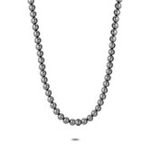 Twice As Nice Halsketting in zilver, grijze parels, 8 mm 40 cm+5 cm