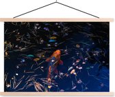 affiche carpe koi colorée dans un étang lattes plates vierges 120x80 cm - Tirage photo sur affiche textielposter (décoration murale salon / chambre)