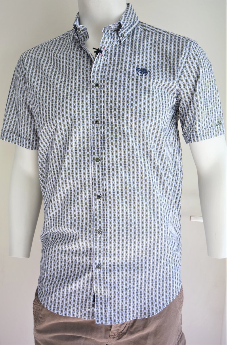 BlueFields Overhemd met motief - Groen - Maat S