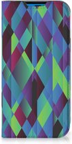 Hoesje iPhone 14 Pro Bookcase Abstract Groen Blauw