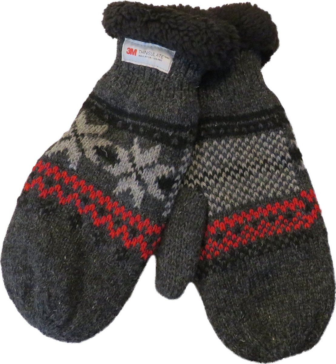 Thinsulate want dames met sterrenmotief antraciet - 30% wol