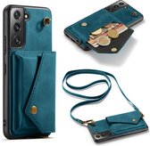 Casemania Hoesje Geschikt voor Samsung Galaxy S22 Plus Emerald Green - Luxe Back Cover met Koord - Wallet Case - Pasjeshouder