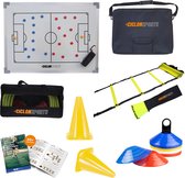 Voetbal trainingsmateriaal - Tactiekbord 30x45 met tas - Pionnen - Loopladder - Trainingshoedjes - Oefeningen boek