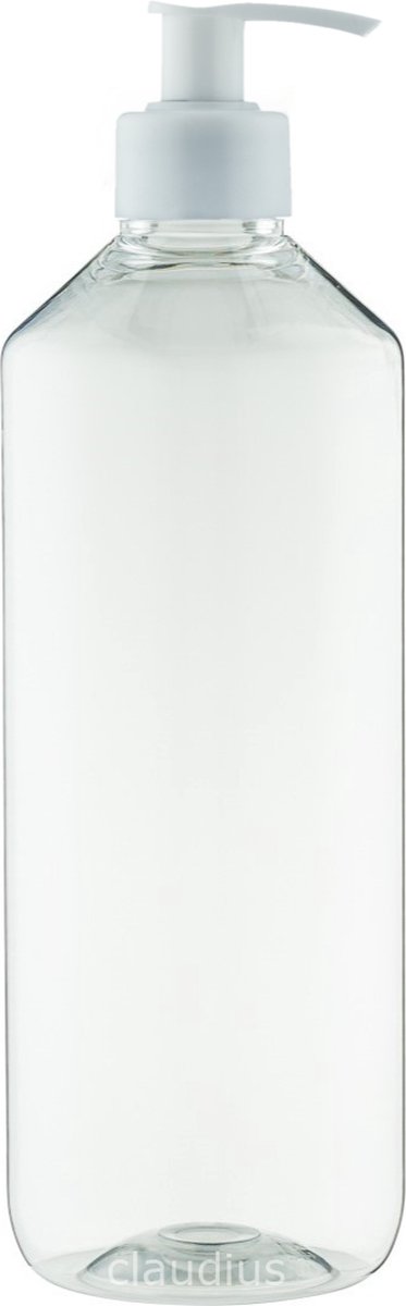 Lege Plastic Fles 500 ml PET transparant - met witte pomp - set van 10 stuks - navulbaar - leeg