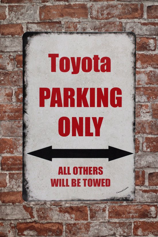 Wandbord - Toyota parking 2 - Metalen wandbord - Mancave - Mancave decoratie - Voertuigen - Metalen borden - Metal sign - Bar decoratie - Tekst bord - Wandborden – Bar - Wand Decoratie - Metalen bo