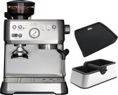 Solis Grind & Infuse Perfetta 1019 - Pistonmachine - Espressomachine met Koffiemolen - Inclusief Coffee Knock Box en Tamping Mat - Zilver