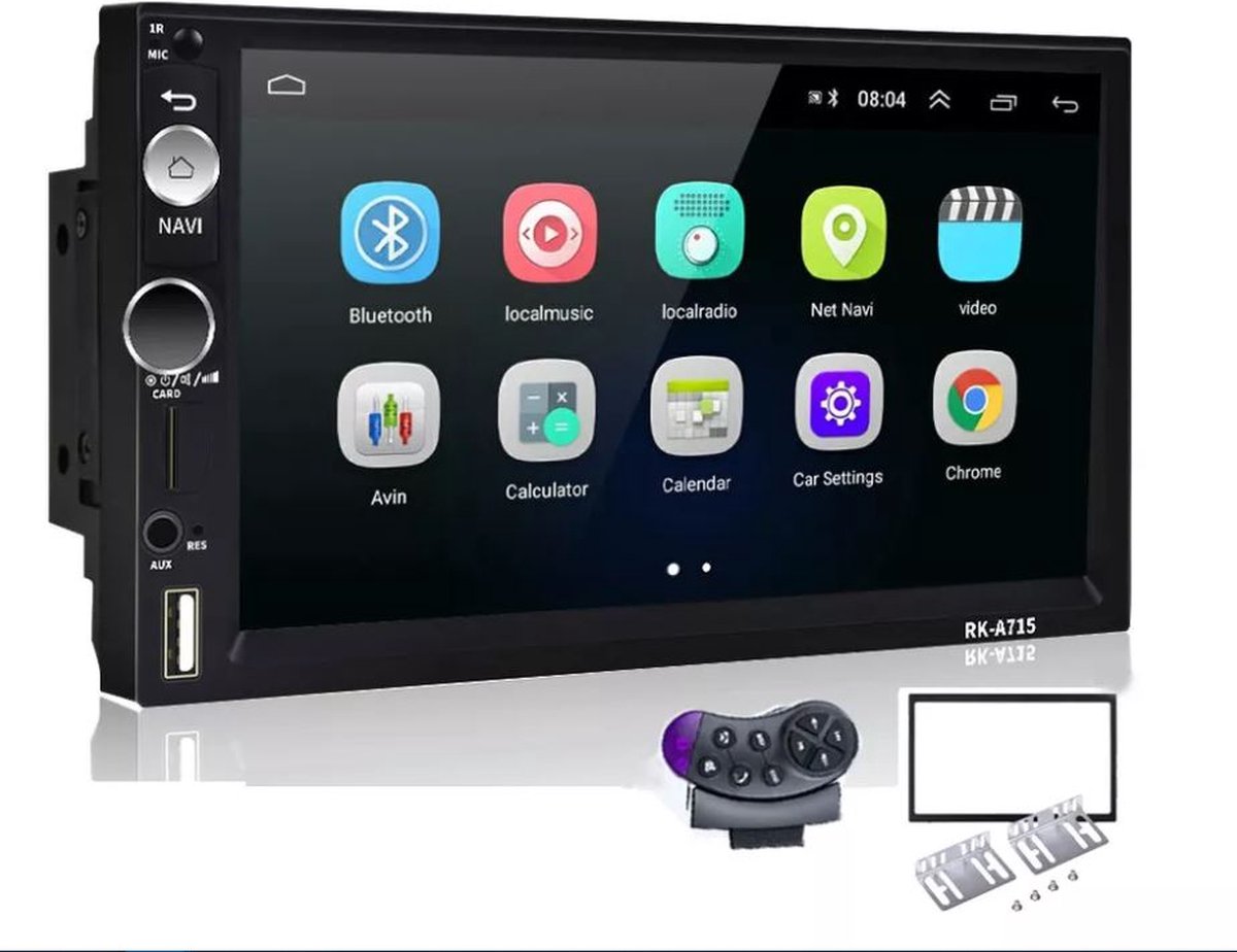 TechU™ Autoradio AT58 – 2 Din – 7 inch Touchscreen Monitor – FM radio, Bluetooth,Wifi & USB – SD – Handsfree bellen – GPS Navigatie – Android 8.1 – Incl. Stuurwielbediening
