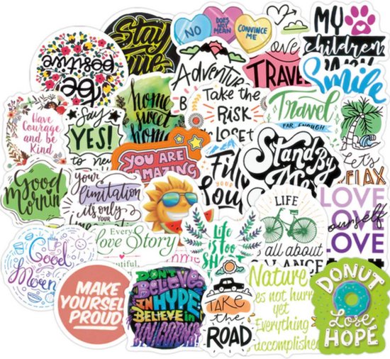 100 motiverende en inspirerende quote stickers - Stickers voor op laptop, muur, fiets, skateboard, auto etc.
