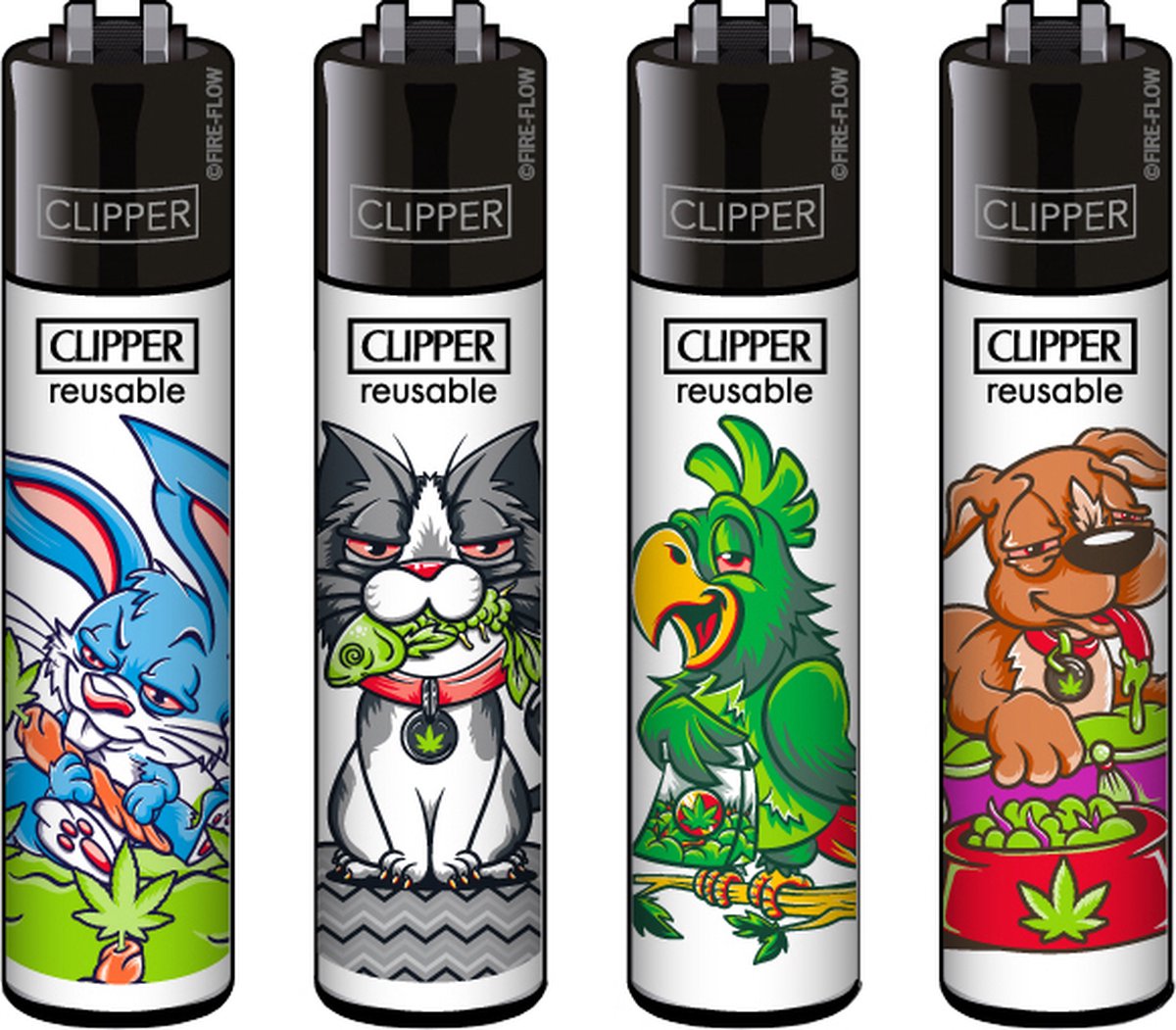 Goedkoopste Clipper Classic Large Aanstekers Stoned Animals (4 Stuks