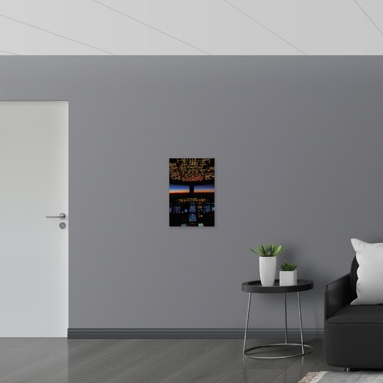 WallClassics - Verre acrylique - Cockpit avec coucher de soleil le soir - Photo 40x60 cm sur verre acrylique (Décoration murale sur acrylique)