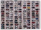 WallClassics - Acrylglas - Bovenaanzicht van Auto's op Parkeerplaats - 40x30 cm Foto op Acrylglas (Met Ophangsysteem)