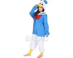 Donald Duck Onesie Pak Kostuum Outfit Huispak Jumpsuit Verkleedpak - (Disney) Premium Verkleedkleding - Halloween & Carnaval - SAZAC - Kinderen & Volwassenen - Onesize (155-182 cm)