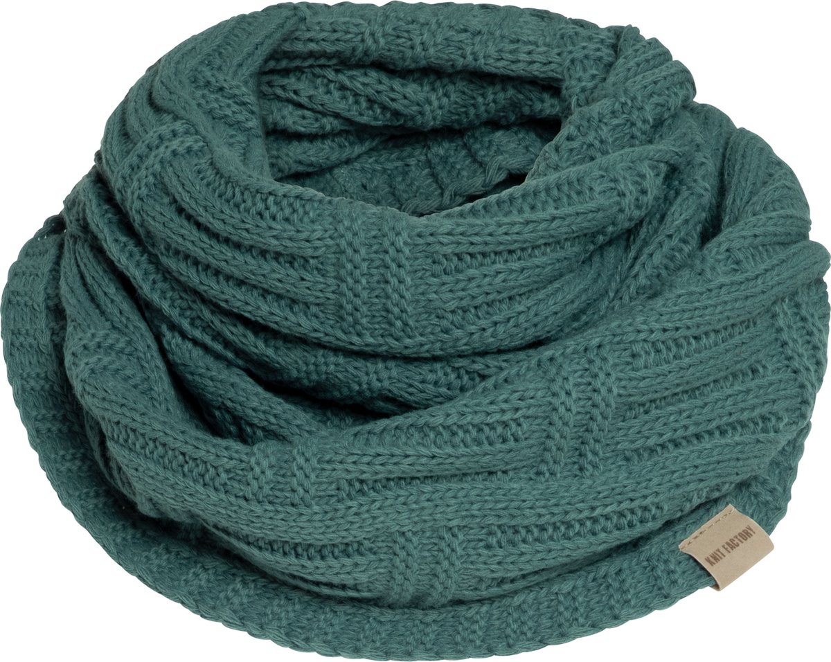 Knit Factory Bobby Gebreide Colsjaal Dames & Heren - Nekwarmer Ronde Sjaal - Nekwarmer - Wollen Sjaal - Groene colsjaal - Dames sjaal - Heren sjaal - Unisex - Laurel - One Size