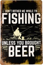 Wandbord - Don`t Bother me - Metalen wandbord - Mancave - Mancave decoratie - Vissen - Metalen borden - Metal sign - Bar decoratie - Tekst bord - Wandborden – Bar - Wand Decoratie - Metalen bord -