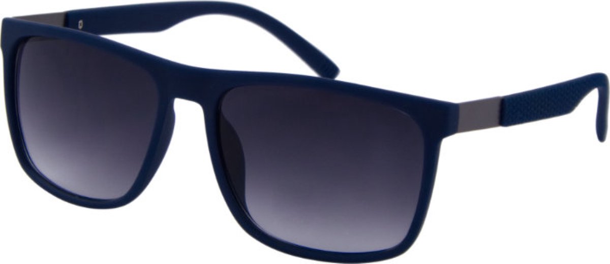 Hidzo Volwassen Vierkant Zonnebril Blauw - UV 400 - Zwarte Glazen - Inclusief Brillenkoker