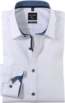 OLYMP No. Six super slim fit overhemd - wit (blauw contrast) - Strijkvriendelijk - Boordmaat: 37