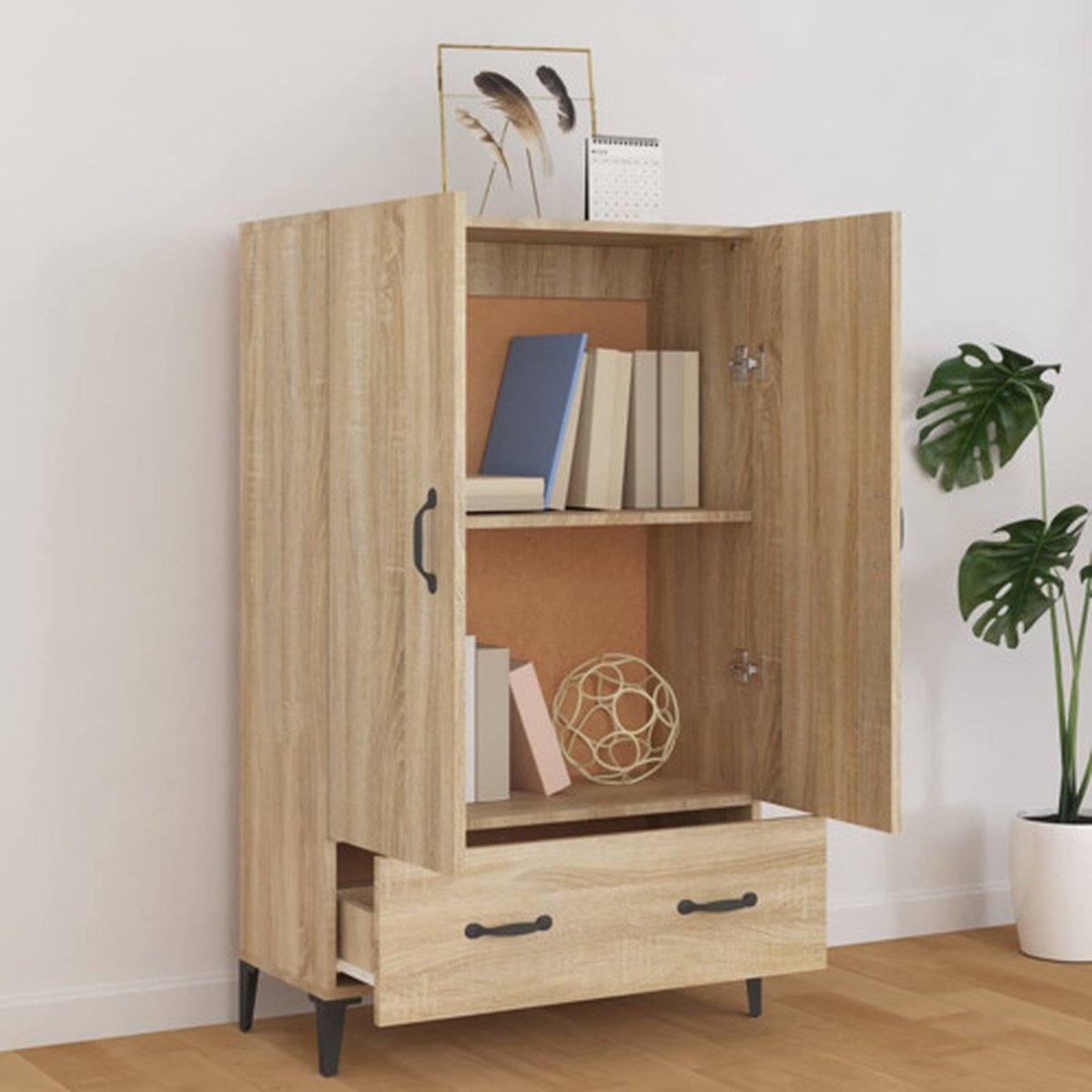VidaXL Credenza Moderna - Credenza Rovere Nero 70 X 31 X 115 Cm Legno Multistrato 93685580