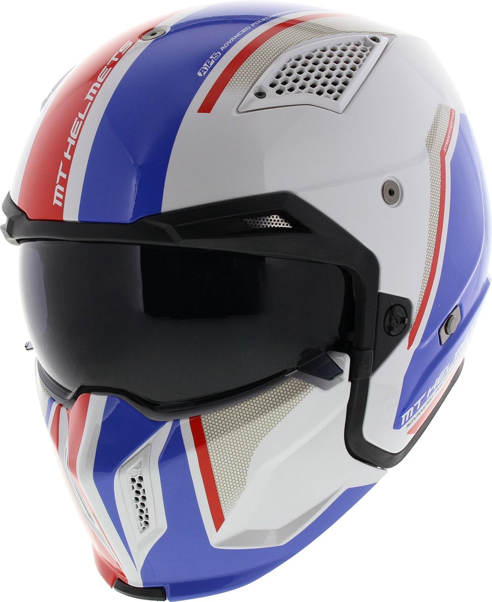 MT Streetfighter SV Twin helm Glans Wit Blauw Rood