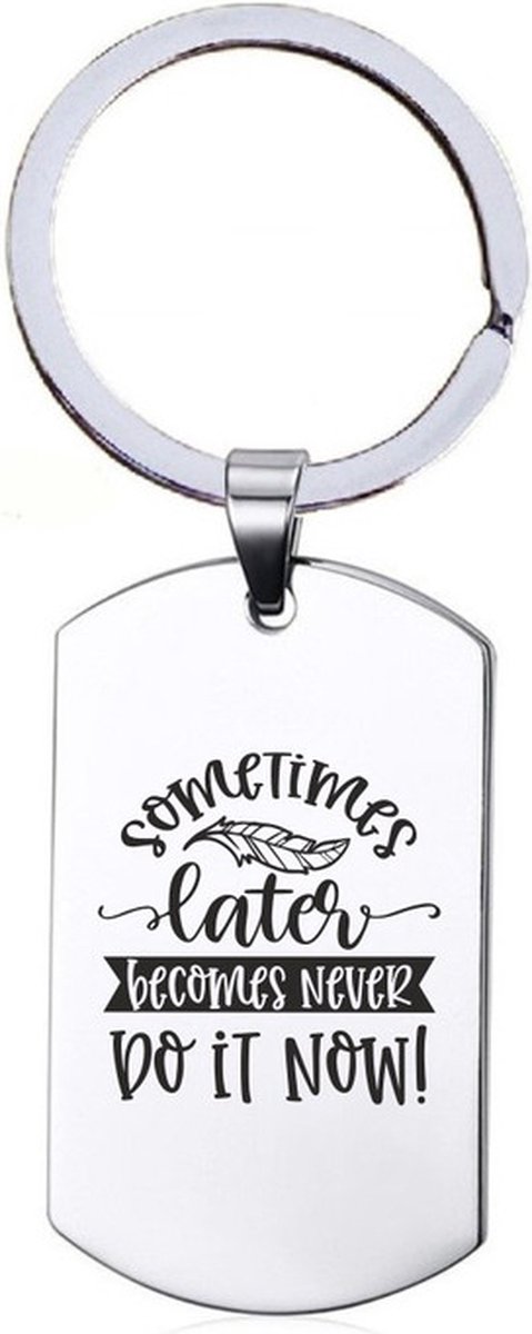 Sleutelhanger RVS - Sometimes Later Becomes Never