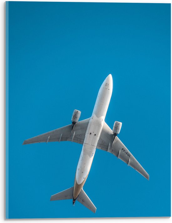 WallClassics - Verre Plexi Acrylique - Dessous d'avion avec ciel bleu - Photo 30x40 cm sur verre acrylique (avec système d'accrochage)