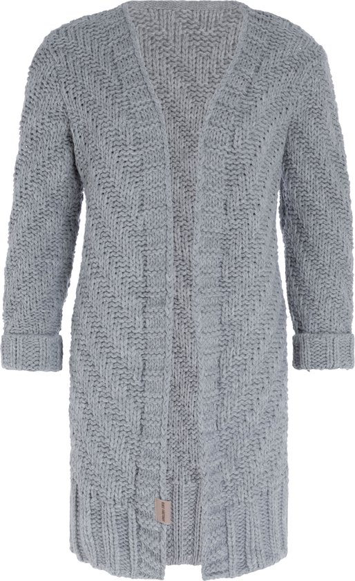 Knit Factory Sally Gebreid Dames Vest Licht Grijs 36/38 Grof gebreid