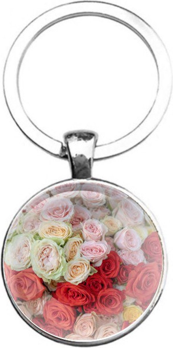 Sleutelhanger Glas - Rozen