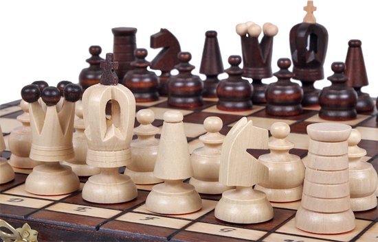 Afbeelding van het spel Chess the Game - Reisformaat Schaakspel - Compact Houten Schaakset - Inklapbaar - Bestseller!!