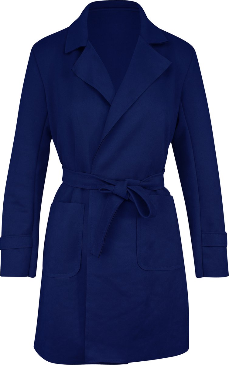 Suede Mantel Marine Blauw