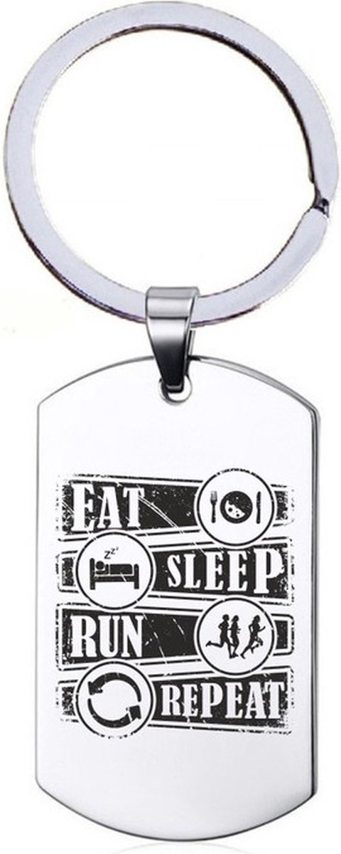 Sleutelhanger RVS - Eat Sleep Run Repeat