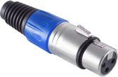 XLR 3-pins (v) connector met plastic trekontlasting - grijs/blauw