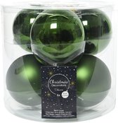 Decoris kerstballen glas mix glanzend mat D8cm dennengroen dia8.00cm