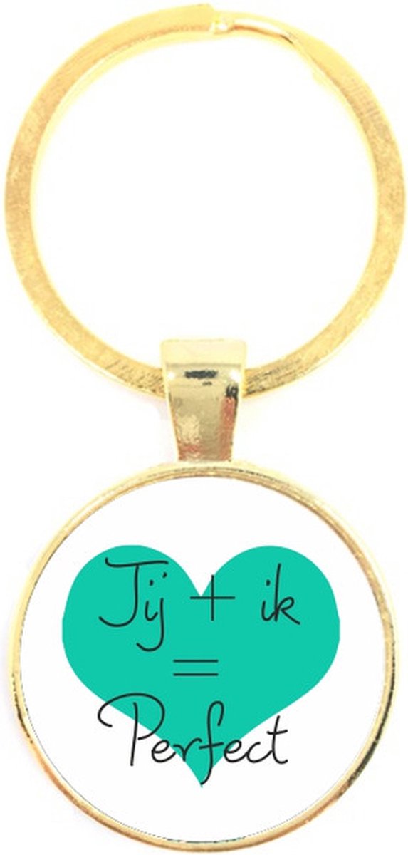 Sleutelhanger Glas -  Jij + Ik = Perfect
