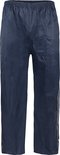 Donkerblauwe regenbroek met elastische tailleband.