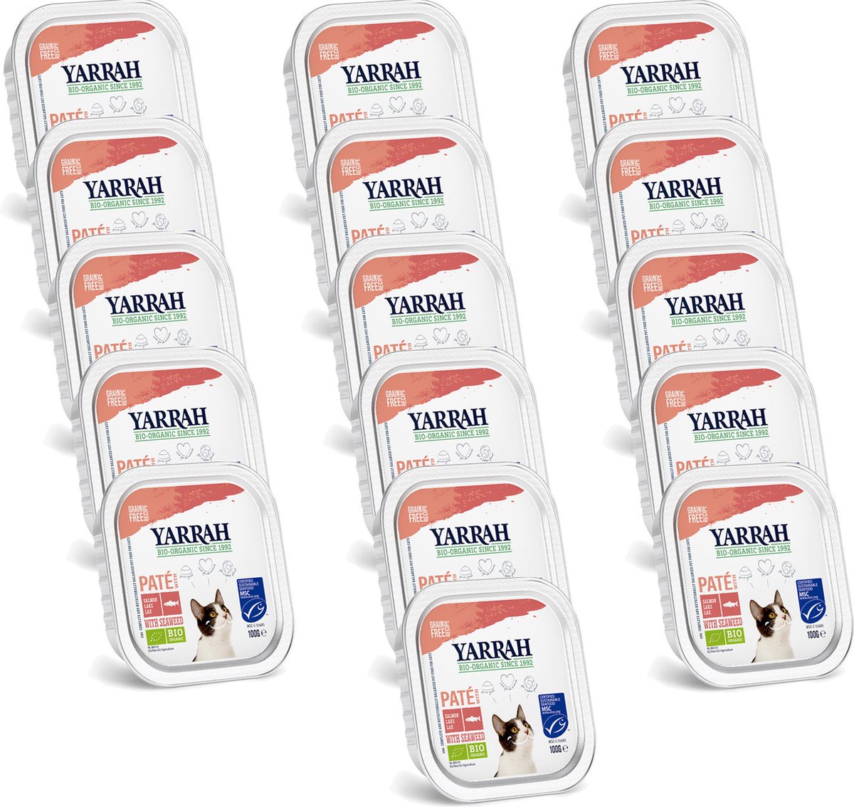 Yarrah Yarrah Bio Kat Alu Pate - Zalm - Kattenvoer - 16 x 100 g NL-BIO-01