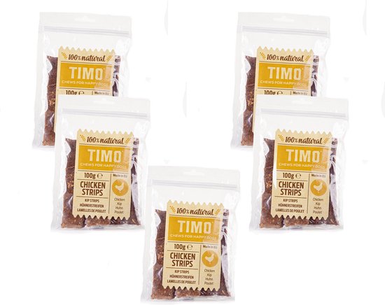 Timo Strips 100 g - Snacks pour chiens - 5 x Kip
