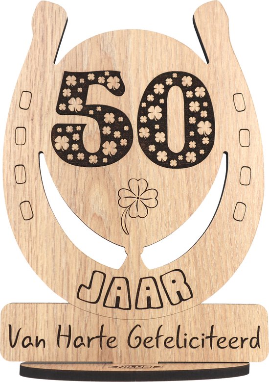 50 jaar - houten verjaardagskaart - wenskaart om iemand te feliciteren -  kaart... | bol.com