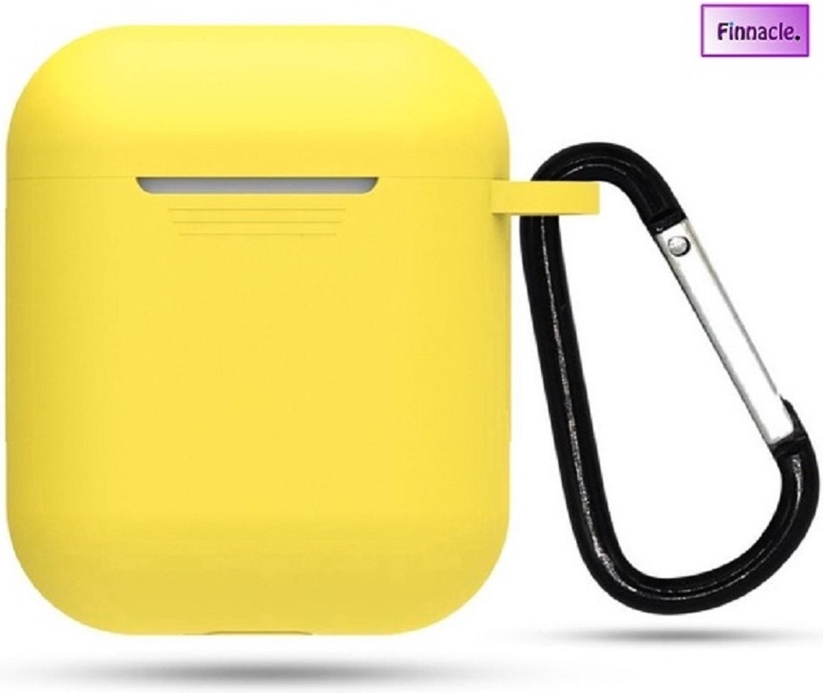 Finnacle - Hoesje geschikt voor Apple AirPods 1 / 2 met Clip - geel - Siliconen - Case - Cover - Soft case - licht geel