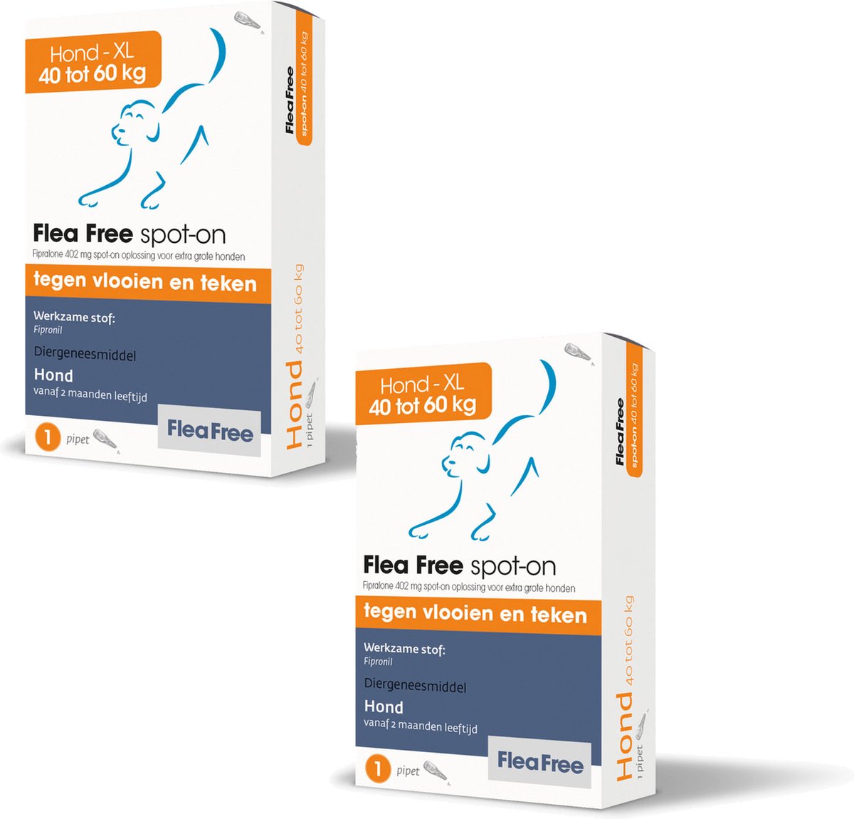 Flea Free Spot-On Hond Xlarge - Anti vlooien en tekenmiddel - 2 x 1 pip 40-60 Kg
